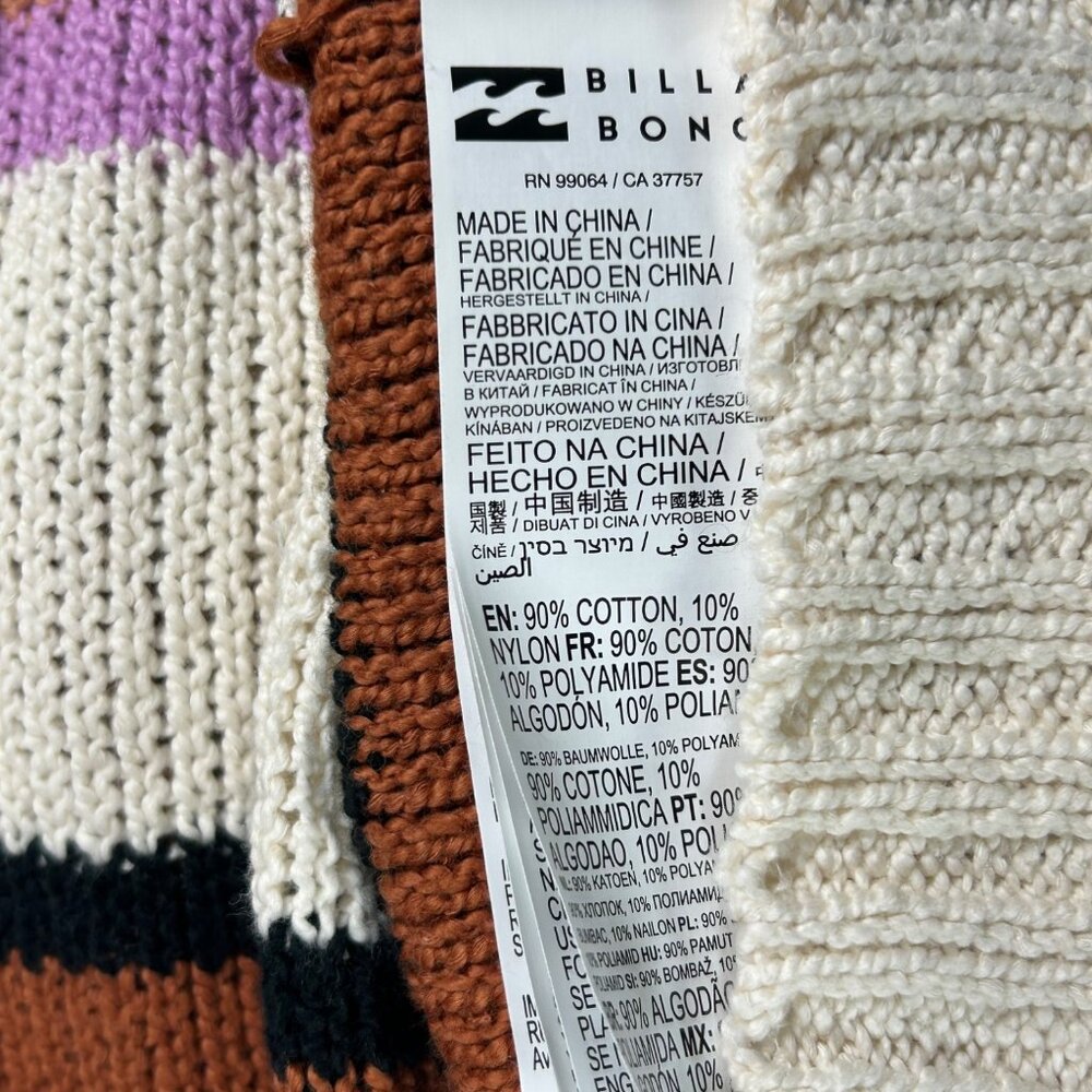 BILLABONG Seeing Double Sweater Sz L Multicolor Stripe Knit Cotton Blend - Picture 8 of 10
